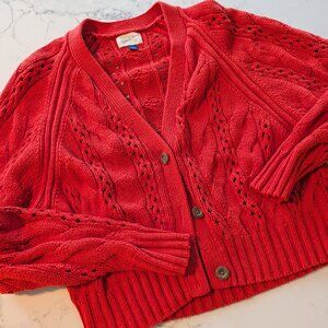 GUC red/orange cropped cardigan, Size S but fits like M/L